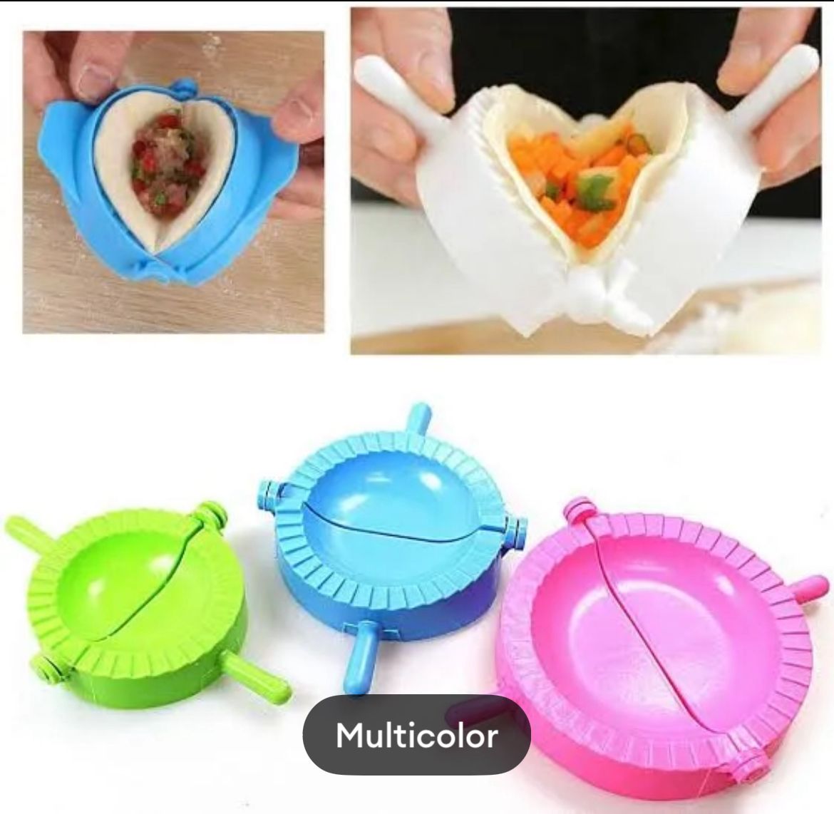 Colorful 3-Piece Dumpling Maker Mold Set - Easy Pierogi & Ravioli Tool