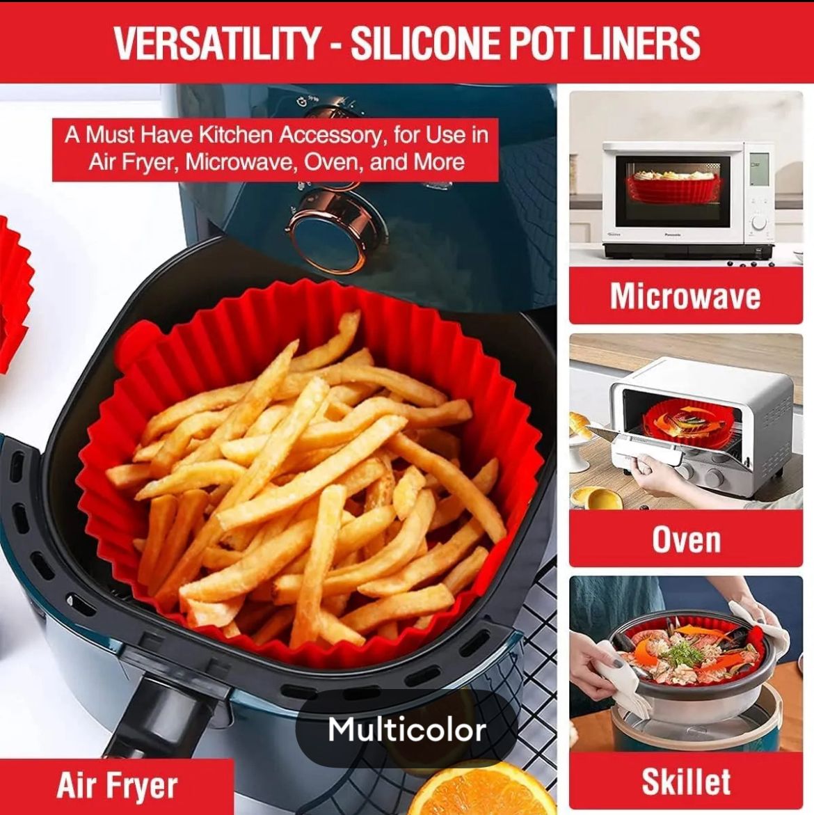 Premium Food-Grade Silicone Air Fryer Liner & Baking Tray - Reusable & Non-Stick