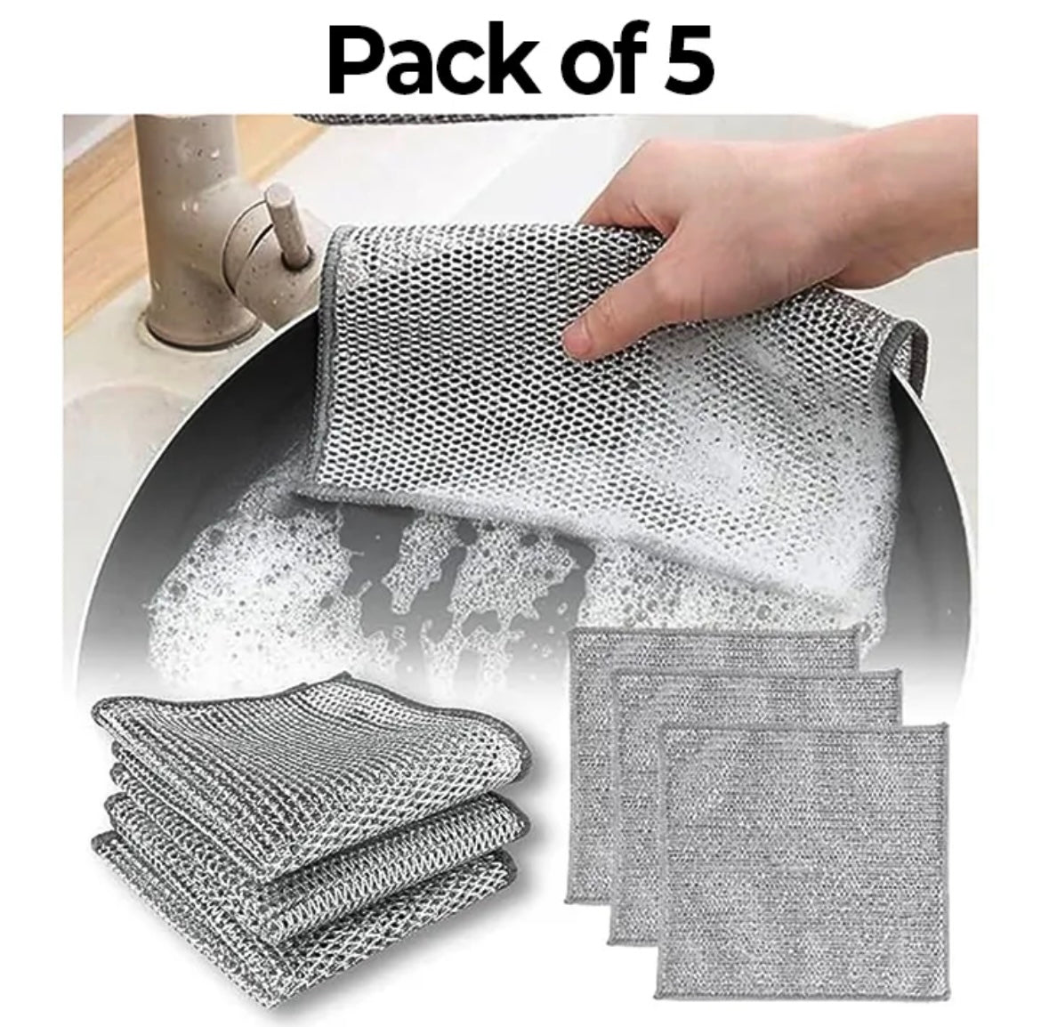 2-Layers Steel Wire Cleaning Cloth  Pack Of Five/Ten available