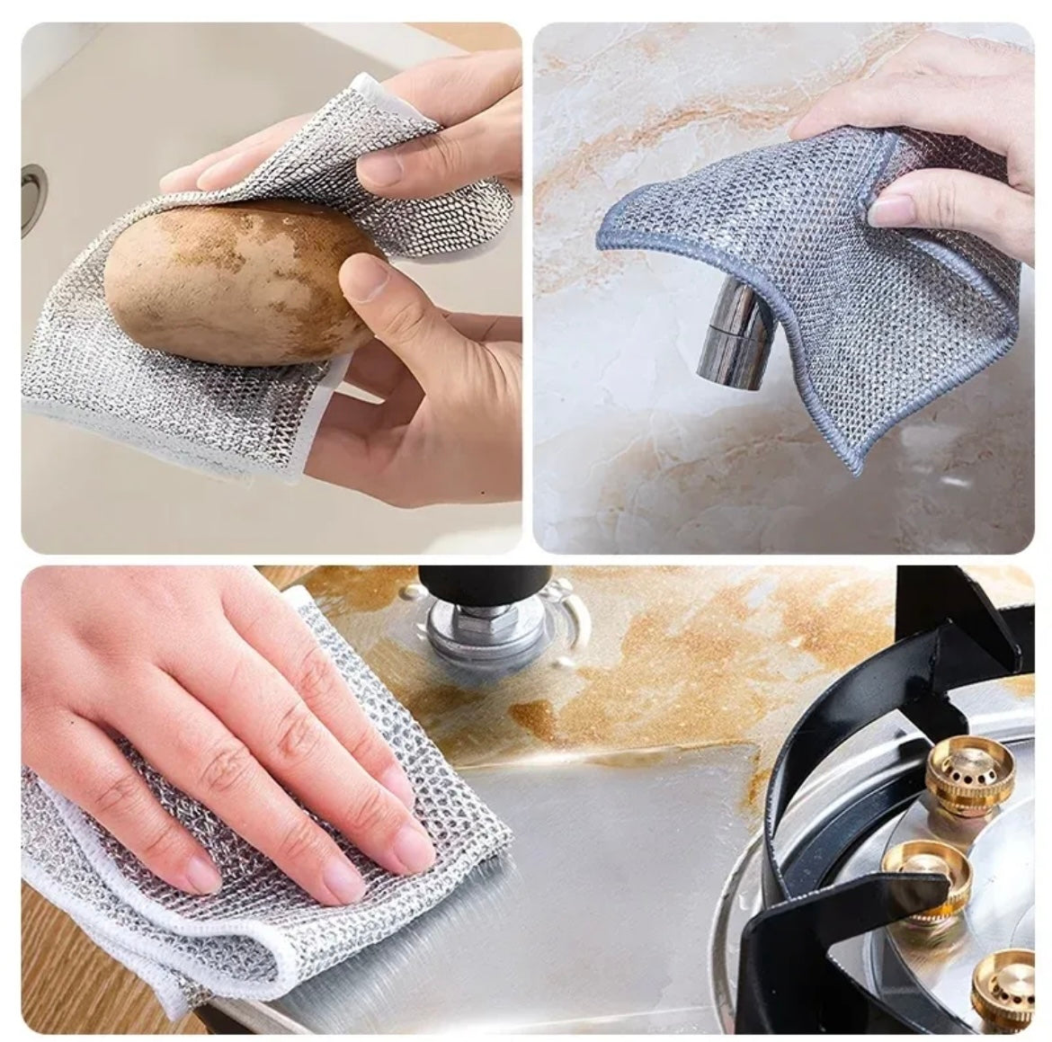 2-Layers Steel Wire Cleaning Cloth  Pack Of Five/Ten available