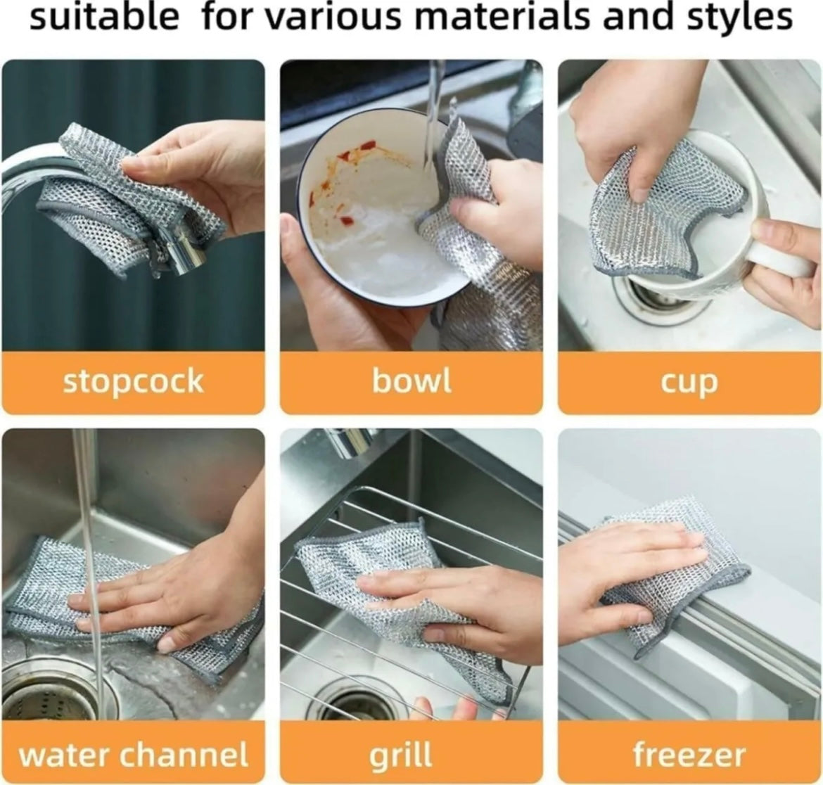 2-Layers Steel Wire Cleaning Cloth  Pack Of Five/Ten available