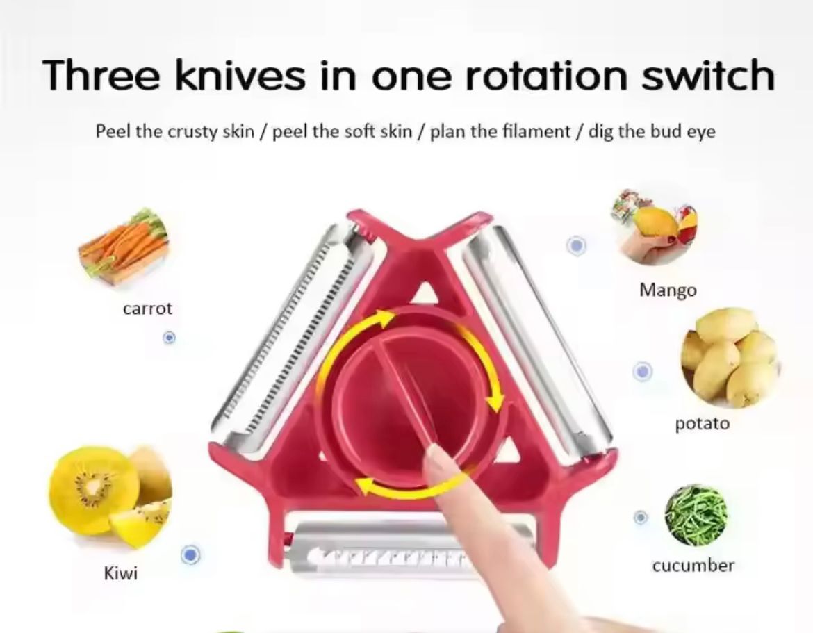 Three in-one stainless steel peeler
