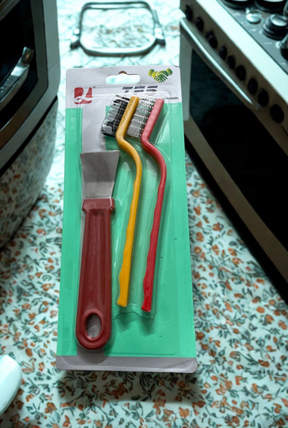 Essential 3-Piece stove Cleaning Tool Set - Scraper & Brushes