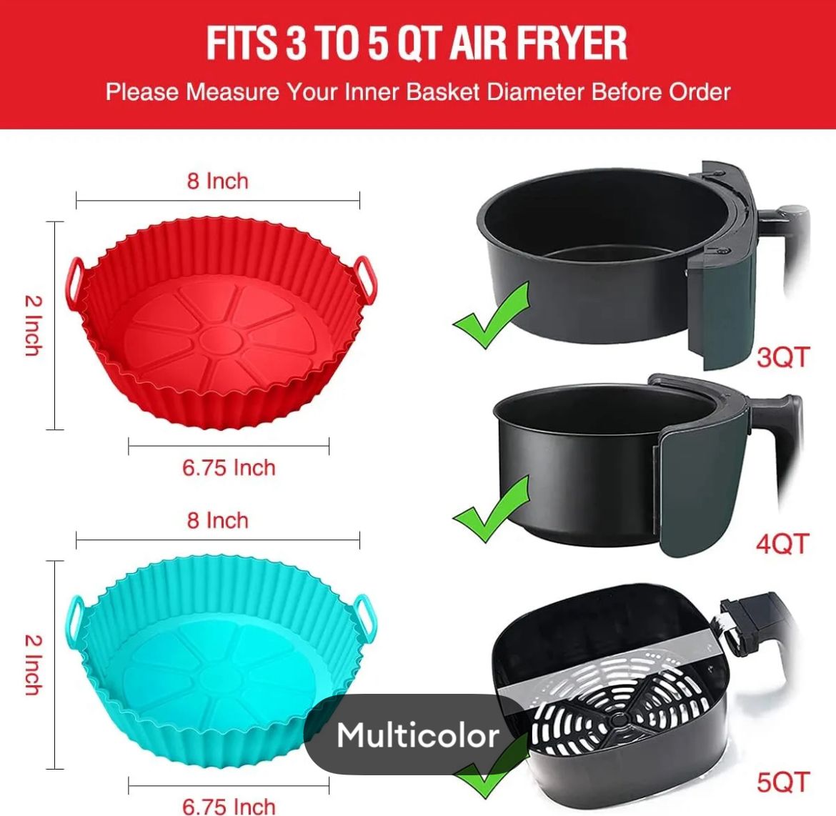 Premium Food-Grade Silicone Air Fryer Liner & Baking Tray - Reusable & Non-Stick