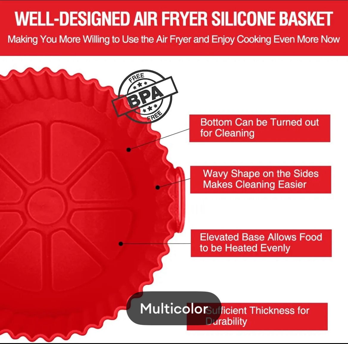 Premium Food-Grade Silicone Air Fryer Liner & Baking Tray - Reusable & Non-Stick